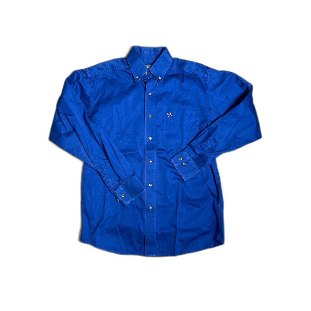 Ariat Mens Royal Blue‎ Button Down Shirt Long Sleeve Cotton Western Small